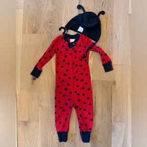 Hanna Andersson Red and Black Polka Dot Footie